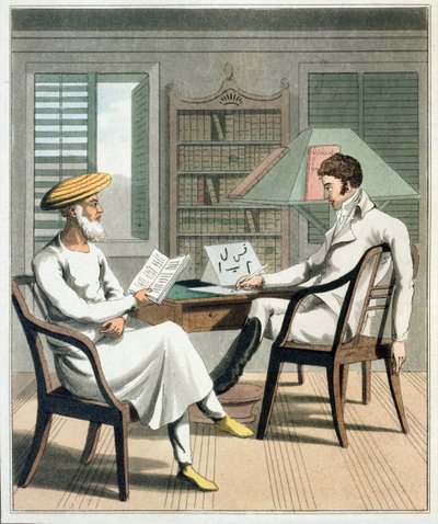 Un gentleman européen avec son Moonshee, ou professeur de langues indigène, planche 1 de 